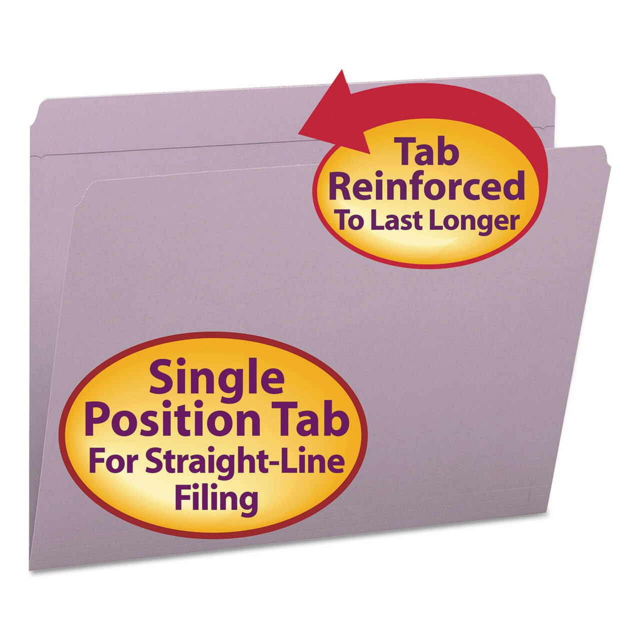 Smead Reinforced Top Tab Colored File Folders Straight Tab Letter Size Lavender 100/Box